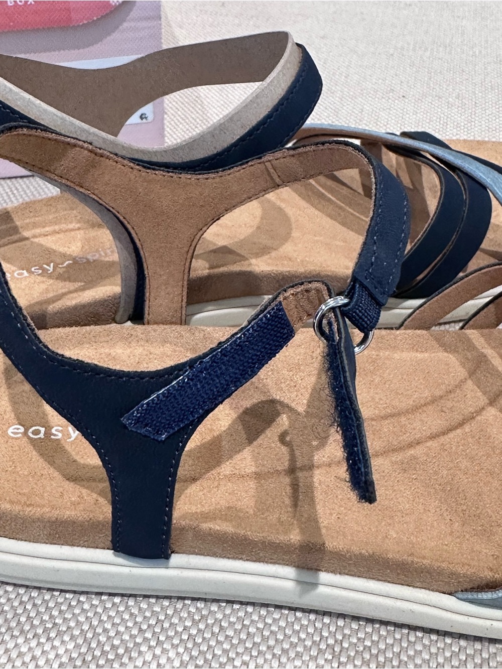 EASY SPIRIT size 9.5 Dark Blue Dottle Comfort Lightweight Velcro Sandals NEW - Picture 13 of 15